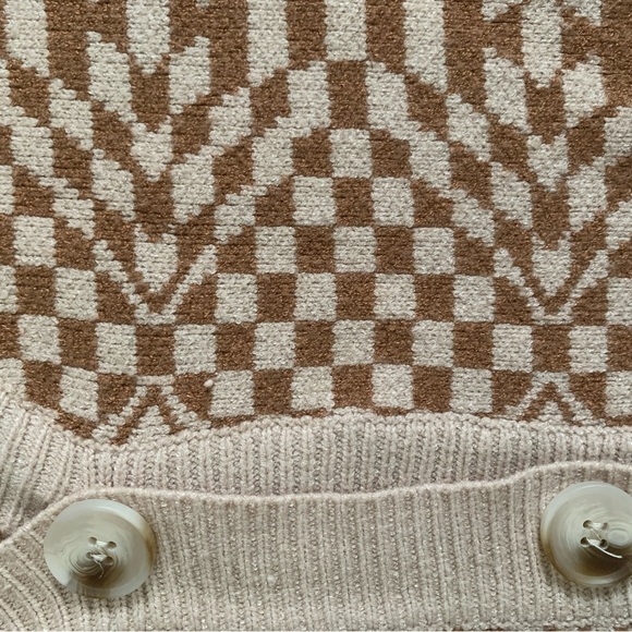 Large vintage style geo print cropped cardigan - Picture 3 of 3